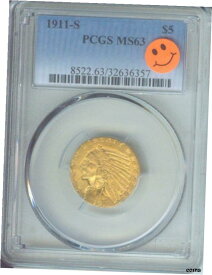 【極美品/品質保証書付】 アンティークコイン 硬貨 1911年-S サンフランシスコ $5 インディアン PCGS MS63 スカースデイト プレミアム 品質 魅力的 PQ- show original title [送料無料] #oot-wr-6742-1069