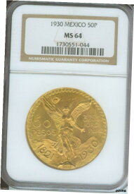 【極美品/品質保証書付】 アンティークコイン 硬貨 1930年 メキシコ 50 ペソ 1.2オンス ゴールド コイン NGC MS64 MS-64 ！- show original title [送料無料] #oot-wr-6742-552