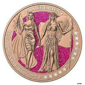 【極美品/品質保証書付】 アンティークコイン コイン 金貨 銀貨 [送料無料] Germania 2019 10 Mark Columbia&Germania Gilded & Pink Diamonds 2 Oz Silver Coin