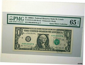 【極美品/品質保証書付】 アンティークコイン コイン 金貨 銀貨 [送料無料] United States, 1988A, $1, F-1915H, UNC65EPQ Banknote - ERROR INK SMEAR