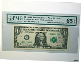 【極美品/品質保証書付】 アンティークコイン コイン 金貨 銀貨 [送料無料] United States, 1988A, $1, F-1915H, UNC65EPQ Banknote - ERROR INK SMEAR