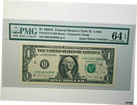 【極美品/品質保証書付】 アンティークコイン コイン 金貨 銀貨 [送料無料] United States, 1988A, $1, F-1915H, UNC64EPQ Banknote - ERROR NOTE INK SMEAR