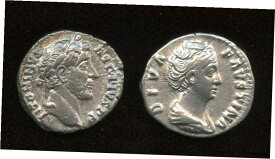 【極美品/品質保証書付】 アンティークコイン コイン 金貨 銀貨 [送料無料] Antoninus Pius (138-161 AD) & wife Faustina Sr. AR Denarius Lot of 2