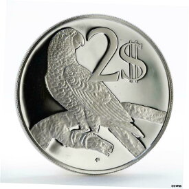 【極美品/品質保証書付】 アンティークコイン コイン 金貨 銀貨 [送料無料] Cayman Islands 2 dollars Animal Parrot silver proof coin 1984
