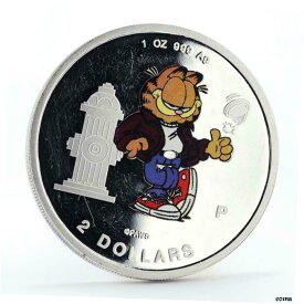 【極美品/品質保証書付】 アンティークコイン コイン 金貨 銀貨 [送料無料] Cook Islands 2 dollars Cat Garfield color proof silver coin 1999