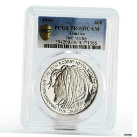 【極美品/品質保証書付】 アンティークコイン コイン 金貨 銀貨 [送料無料] Jamaica 50 dollars 50th birth of Bob Marley PR-69 PCGS proof silver coin 1995