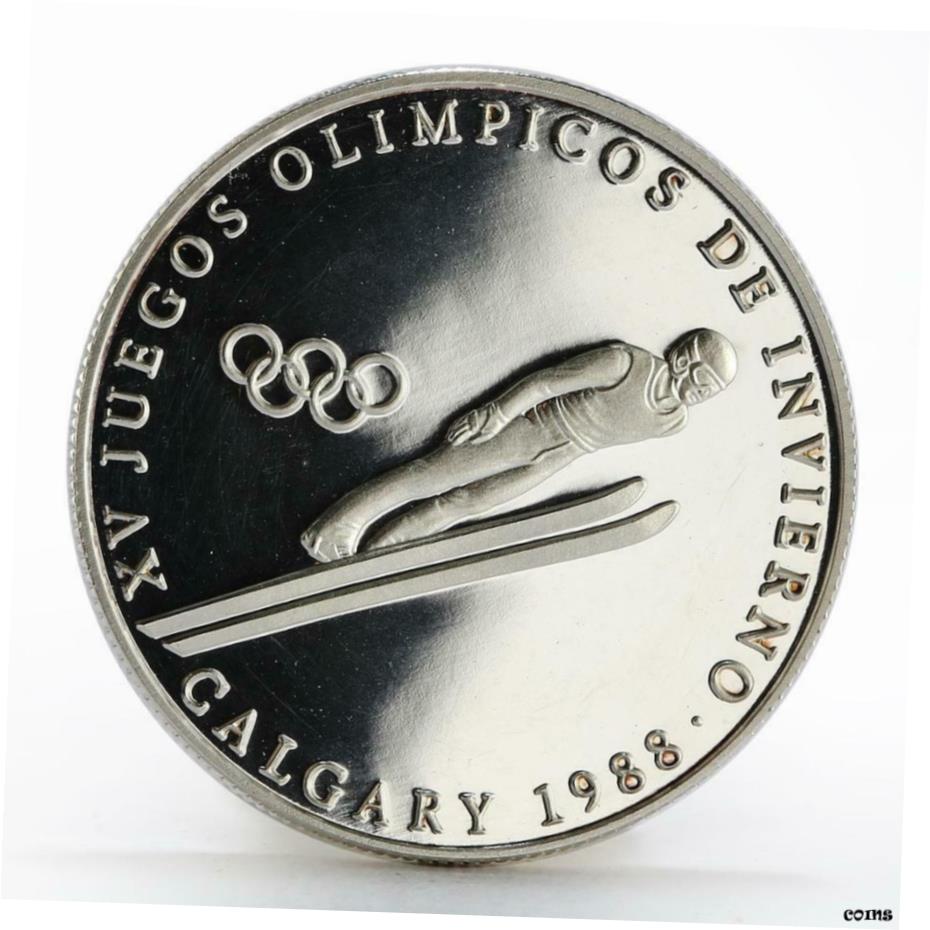 【極美品/品質保証書付】 アンティークコイン コイン 金貨 銀貨 [送料無料] Panama 1 balboa Olympic Winter Games Calgary Ski Jumping proof silver coin 1988：金銀プラチナ ワールドリソース