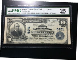 【極美品/品質保証書付】 アンティークコイン コイン 金貨 銀貨 [送料無料] National Bank Note Mount Vernon New York PMG 25 VF- show original title