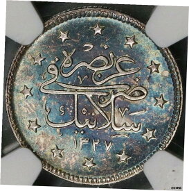 【極美品/品質保証書付】 アンティークコイン コイン 金貨 銀貨 [送料無料] 1911 NGC UNC Det Salonika Mint Visit Turkey 2 Kurush レアコイン 13K (18112803C)- show original title