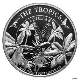 【極美品/品質保証書付】 アンティークコイン コイン 金貨 銀貨 [送料無料] BARBADOS 1 Dollar 2017 Silver Proof 1 oz 'The Tropics - Parrot & Palms' Mtg.2500