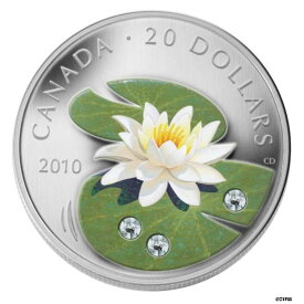 【極美品/品質保証書付】 アンティークコイン コイン 金貨 銀貨 [送料無料] CANADA $20 2010 Silver Proof 'Crystal Water Lily' w/Swarovski Element Box/CoA