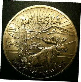 【極美品/品質保証書付】 アンティークコイン コイン 金貨 銀貨 [送料無料] 1962 年アラスカ記念メダル BU UNC So Called Dollar Trade Gold $1 アラスカトークン- show original title