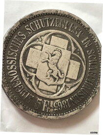 【極美品/品質保証書付】 アンティークコイン コイン 金貨 銀貨 [送料無料] SWITZERLAND 1865 5 Francs Schaffhausen Silver Crown SCARCE
