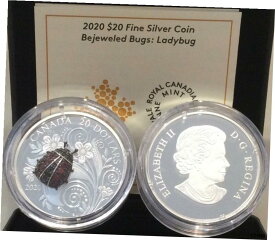 【極美品/品質保証書付】 アンティークコイン コイン 金貨 銀貨 [送料無料] 2020 Ladybug Bejeweled Bugs $20 1OZ Pure Silver Proof Coin Canada gemstones
