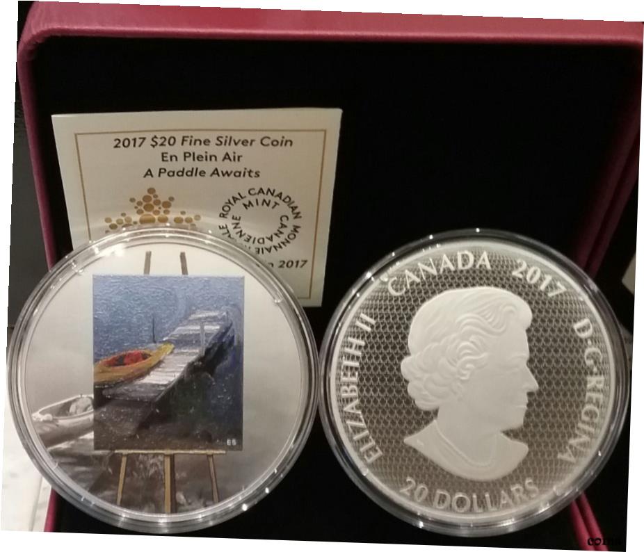 【極美品/品質保証書付】 アンティークコイン コイン 金貨 銀貨 [送料無料] 2017 En Plein Air A Paddle Awaits $20 1OZ Pure Silver Proof Colour Coin Canada：金銀プラチナ ワールドリソース