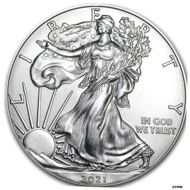 【極美品/品質保証書付】 アンティークコイン コイン 金貨 銀貨 [送料無料] 2021 U.S. $1 American Eagle 1oz. Silver Coin * Type 1 * Uncirculated