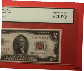 【極美品/品質保証書付】 アンティークコイン コイン 金貨 銀貨 [送料無料] 1953B-$2 RED SEAL LEGAL TENDER NOTE,GRADED BY PCGS SUPERB GEM NEW 67 PPQ.