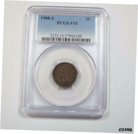 【極美品/品質保証書付】 アンティークコイン コイン 金貨 銀貨 [送料無料] 1908-S Indian Head/Oak Wreath w/Shield rev Cent CERTIFIED PCGS F 15 1-Cent