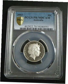 【極美品/品質保証書付】 アンティークコイン コイン 金貨 銀貨 [送料無料] 2003 Australia Proof Ten 10 Cent Coin - Elizabeth II - PCGS GRADED PR70DCAM