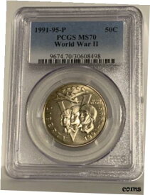 【極美品/品質保証書付】 アンティークコイン コイン 金貨 銀貨 [送料無料] 1991-1995-P WORLD WAR II WWII UNCIRCULATED COMMEMORATIVE HALF DOLLAR PCGS MS70