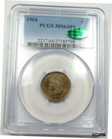 【極美品/品質保証書付】 アンティークコイン コイン 金貨 銀貨 [送料無料] 1904 PCGS CAC MS64BN Brown Indian Head Cent Penny 1c US Coin Item #29812A