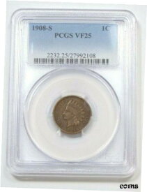 【極美品/品質保証書付】 アンティークコイン コイン 金貨 銀貨 [送料無料] 1908-S Indian Head/Oak Wreath w/Shield rev Cent CERTIFIED PCGS VF 25 1-Cent