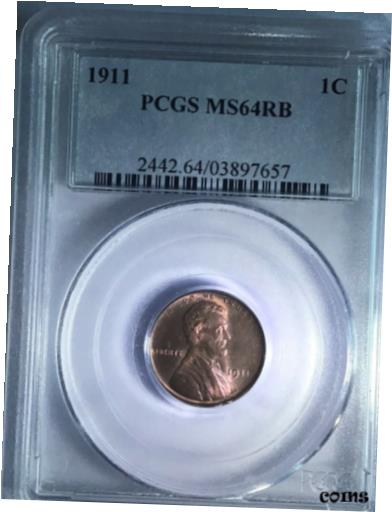 アンティークコイン コイン 金貨 銀貨 [送料無料] 1911 PCGS MS64RB Lincoln wheat centのサムネイル