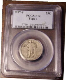 【極美品/品質保証書付】 アンティークコイン コイン 金貨 銀貨 [送料無料] 1917 S Type 1 Standing Liberty Quarter PCGS F12........................Lot #7356