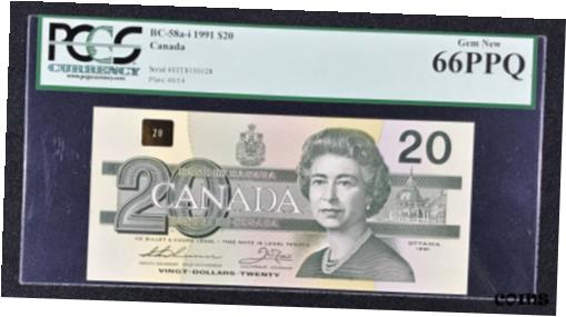 アンティークコイン コイン 金貨 銀貨 [送料無料] 1991 Bank of Canada $20 - PCGS Gem New 66PPQ Cat# BC-58a-iのサムネイル