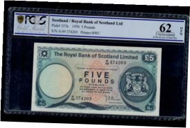スコットランド 5 ポンド 1976 ピック # 337a PCGS 62 UNC OPQ。SCOTLAND 5 POUNDS 1976 PICK # 337a PCGS 62 UNC OPQ.
