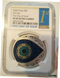 【極美品/品質保証書付】 アンティークコイン コイン 金貨 銀貨 [送料無料] Evil Eye 2020 $5 Palau Coin 1oz .999 Silver Colorized Proof Coin PCGS PR69 FDI