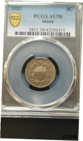 【極美品/品質保証書付】 アンティークコイン コイン 金貨 銀貨 [送料無料] 1883 Shield Nickel * PCGS AU58 * Gold Shield * Last Year Of Issue