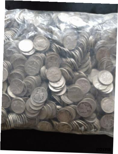 アンティークコイン コイン 金貨 銀貨 [送料無料] Mercury Silver Dime Fine 90% Lot Bag of Five Dollars Worth 50 Circulated Coinsのサムネイル
