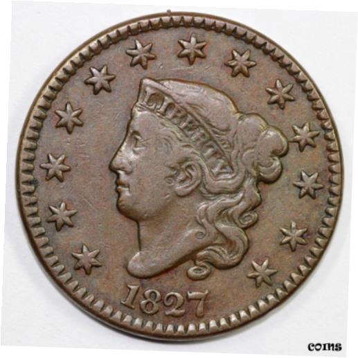 アンティークコイン コイン 金貨 銀貨 [送料無料] 1827 1c N-4 Coronet or Matron Head Large Centのサムネイル