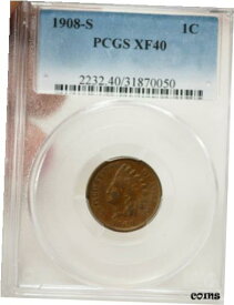 【極美品/品質保証書付】 アンティークコイン コイン 金貨 銀貨 [送料無料] 1908-S Indian Head Cent 1C Penny PCGS XF 40 # 0050