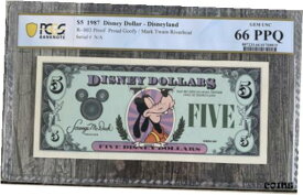 【極美品/品質保証書付】 アンティークコイン コイン 金貨 銀貨 [送料無料] 1987 $5 Proud Goofy Disney Dollar PCGS Banknote 66PPQ GEM UNC PROOF Type 1