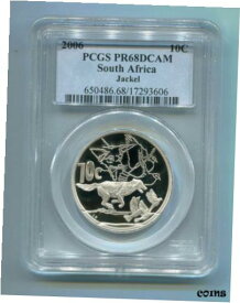 【極美品/品質保証書付】 アンティークコイン コイン 金貨 銀貨 [送料無料] PCGS Certified PR68DCAM South Africa 2006 10c Silver Black Backed Jackal Coin