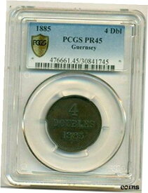 【極美品/品質保証書付】 アンティークコイン コイン 金貨 銀貨 [送料無料] Guernsey 1885 H 4 Doubles Proof PR45 PCGS