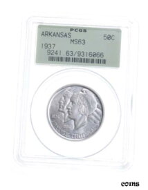 MS63 1937 アーカンソー州 100 周年記念 0.5 ドル - グレード PCGS *5243MS63 1937 Arkansas Centennial Commemorative Half Dollar - Graded PCGS *5243