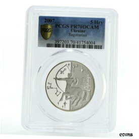 【極美品/品質保証書付】 アンティークコイン コイン 金貨 銀貨 [送料無料] Ukraine 5 hryvnias Zodiac Signs series Sagittarius PR70 PCGS silver coin 2007