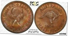 【極美品/品質保証書付】 アンティークコイン コイン 金貨 銀貨 [送料無料] 1964 AUSTRALIA HALF PENNY PCGS MS65RB HIGH GRADED COLOR TONED COIN