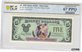 【極美品/品質保証書付】 アンティークコイン コイン 金貨 銀貨 [送料無料] 1998 $5 Disney Dollar Proud Goofy PCGS SUPERB GEM UNC 67 PPQ TOP POP 1/0