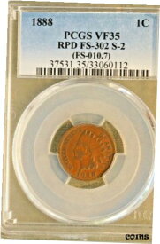 【極美品/品質保証書付】 アンティークコイン コイン 金貨 銀貨 [送料無料] 1888 Indian Cent RPD FS-302, S2 PCGS VF35
