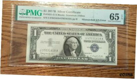 【極美品/品質保証書付】 アンティークコイン コイン 金貨 銀貨 [送料無料] Fr. 1621 Mismatch Serial Number ERROR 1957B $1 Silver Certificate PCGS 65GU EPQ