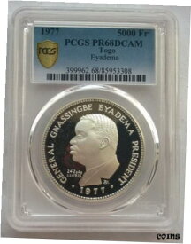 【極美品/品質保証書付】 アンティークコイン コイン 金貨 銀貨 [送料無料] Togo 1977 General Eyadema 5000 Francs PCGS PR68 Silver Coin,Proof