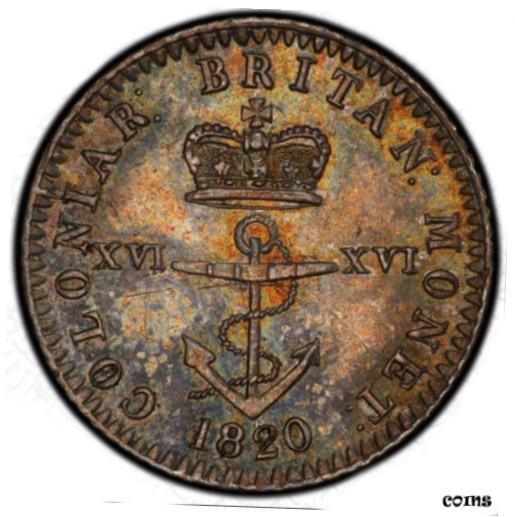 アンティークコイン コイン 金貨 銀貨 [送料無料] British West Indies George IV 1/16 Dollar 1820 MS63 PCGSのサムネイル