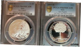 【極美品/品質保証書付】 アンティークコイン コイン 金貨 銀貨 [送料無料] 2003 italy Dei Popoli Europe peoples Set of 2 Coins PCGS PR 69 SILVER W. BOX&COA
