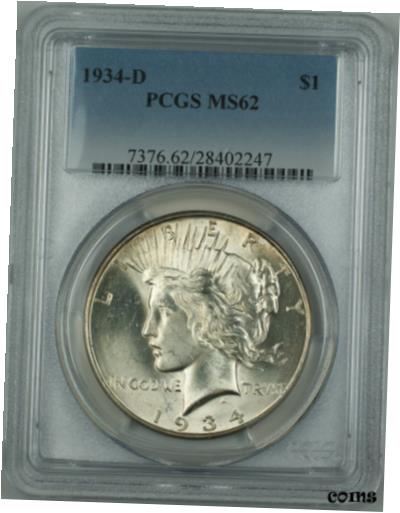 アンティークコイン コイン 金貨 銀貨 [送料無料] 1934-D Silver Peace Dollar Coin $1 PCGS MS-62 (Better Coin) DMKのサムネイル