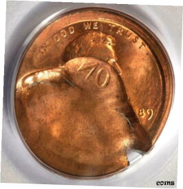 【極美品/品質保証書付】 アンティークコイン コイン 金貨 銀貨 [送料無料] 1989 PCGS MS62RD 65% Brockage From Off Center Lincoln Cent Mint Error Very Rare