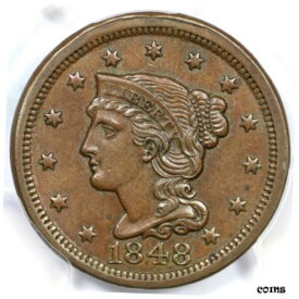 【極美品/品質保証書付】 アンティークコイン コイン 金貨 銀貨 [送料無料] 1848 N-23 R-3 PCGS MS 62 BN CAC Braided Hair Large Cent Coin 1c